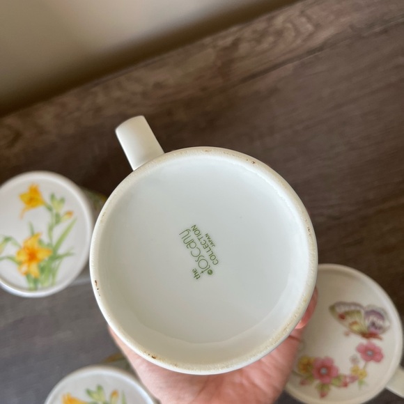 Toscany Collection Japan Butterfly & Floral Vintage Cup with lid Set of 4 - Picture 8 of 11